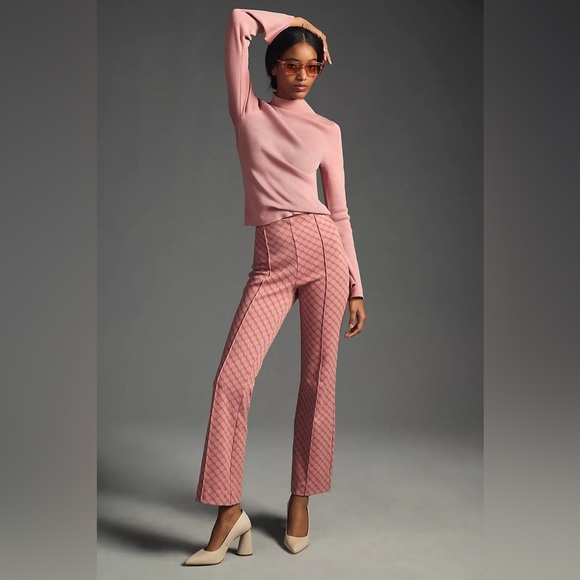 Anthropologie Maeve Margot Kick Flare Crop Pant Pink S - Picture 2 of 11